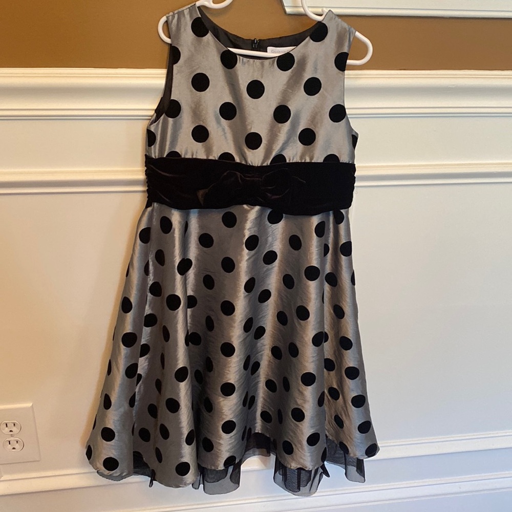 Charter Club LIKE NEW beautiful, gray & black metallic shiny girls dress - Sz 6 - Picture 2 of 16